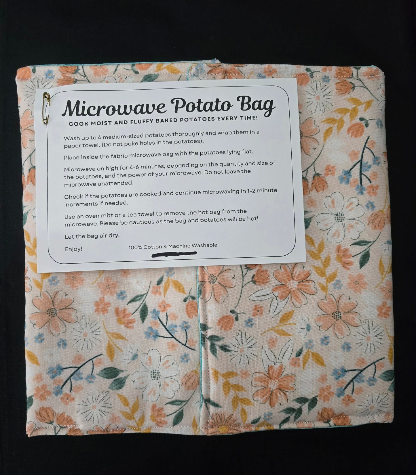 Peach Flowers Microwave Potato Bag