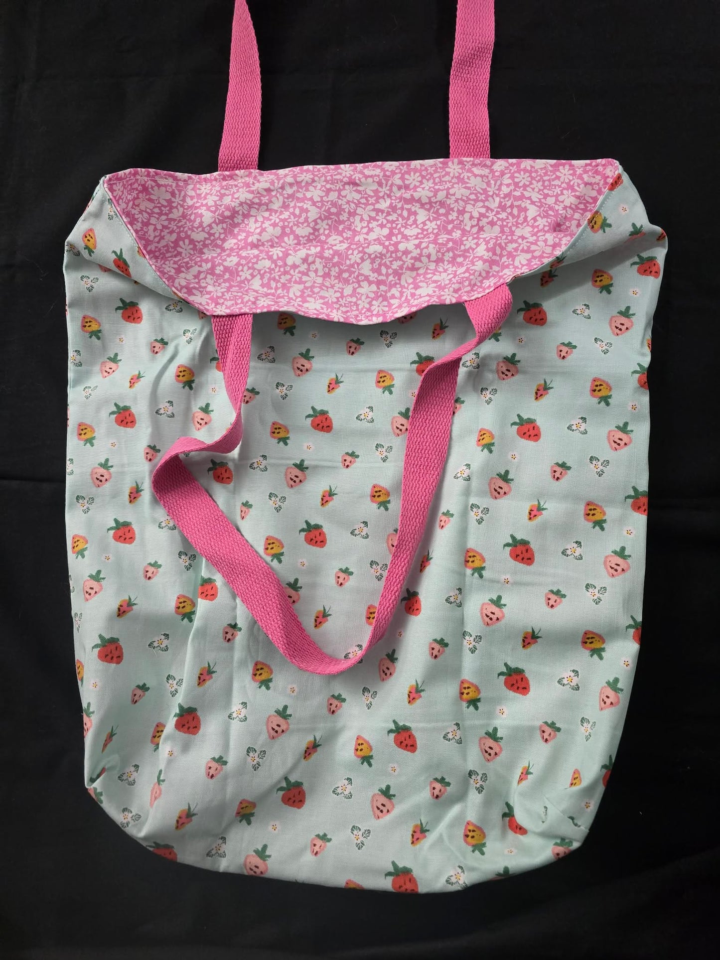 Strawberries Fabric Tote Bag 18x16