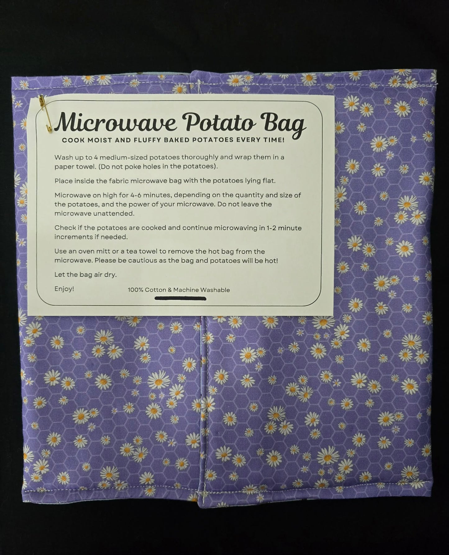 Purple Honeycomb Daisy Microwave Potato Bag