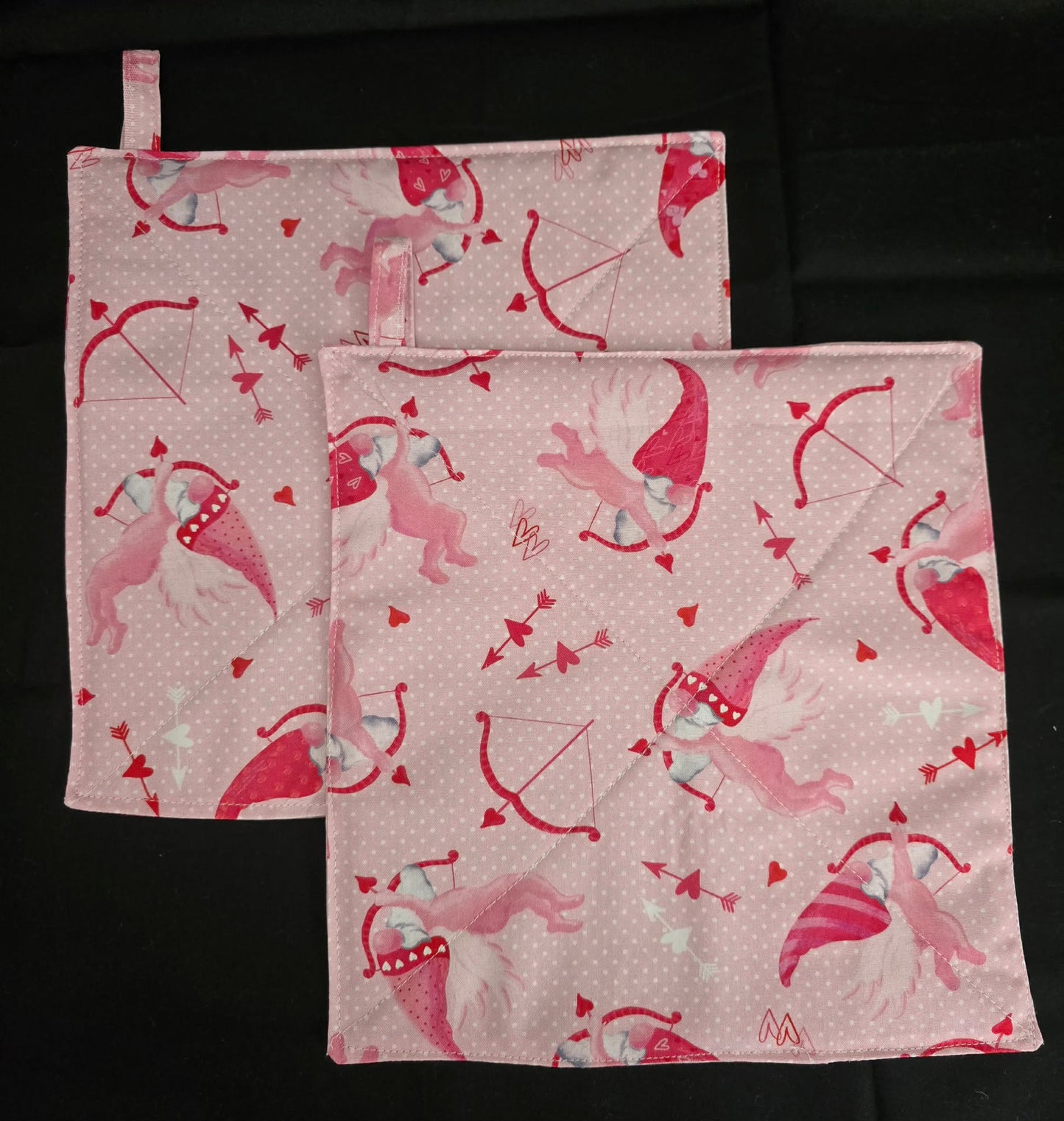 Gnomie Valentine Pot Holders