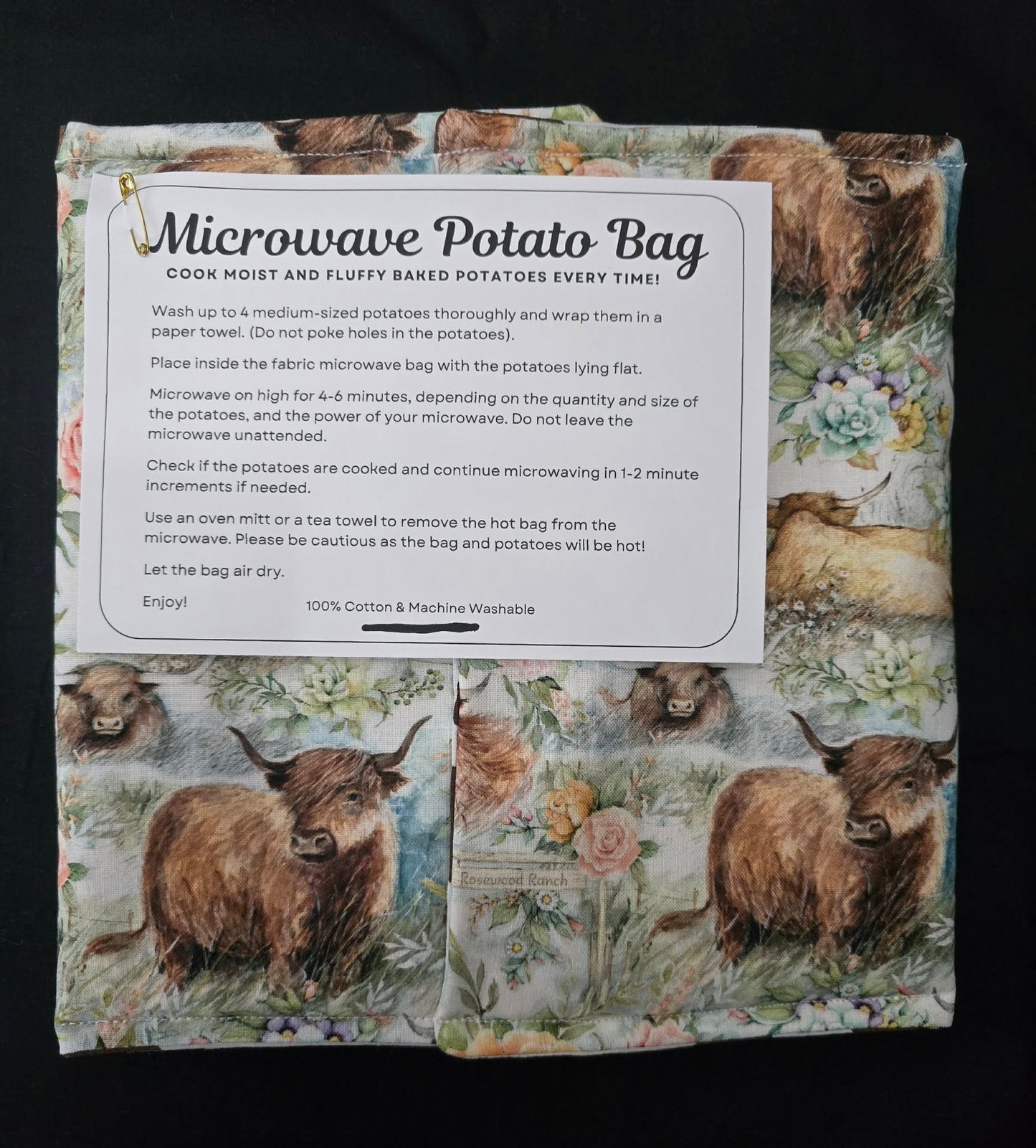 HIghland Cow Microwave Potato Bag