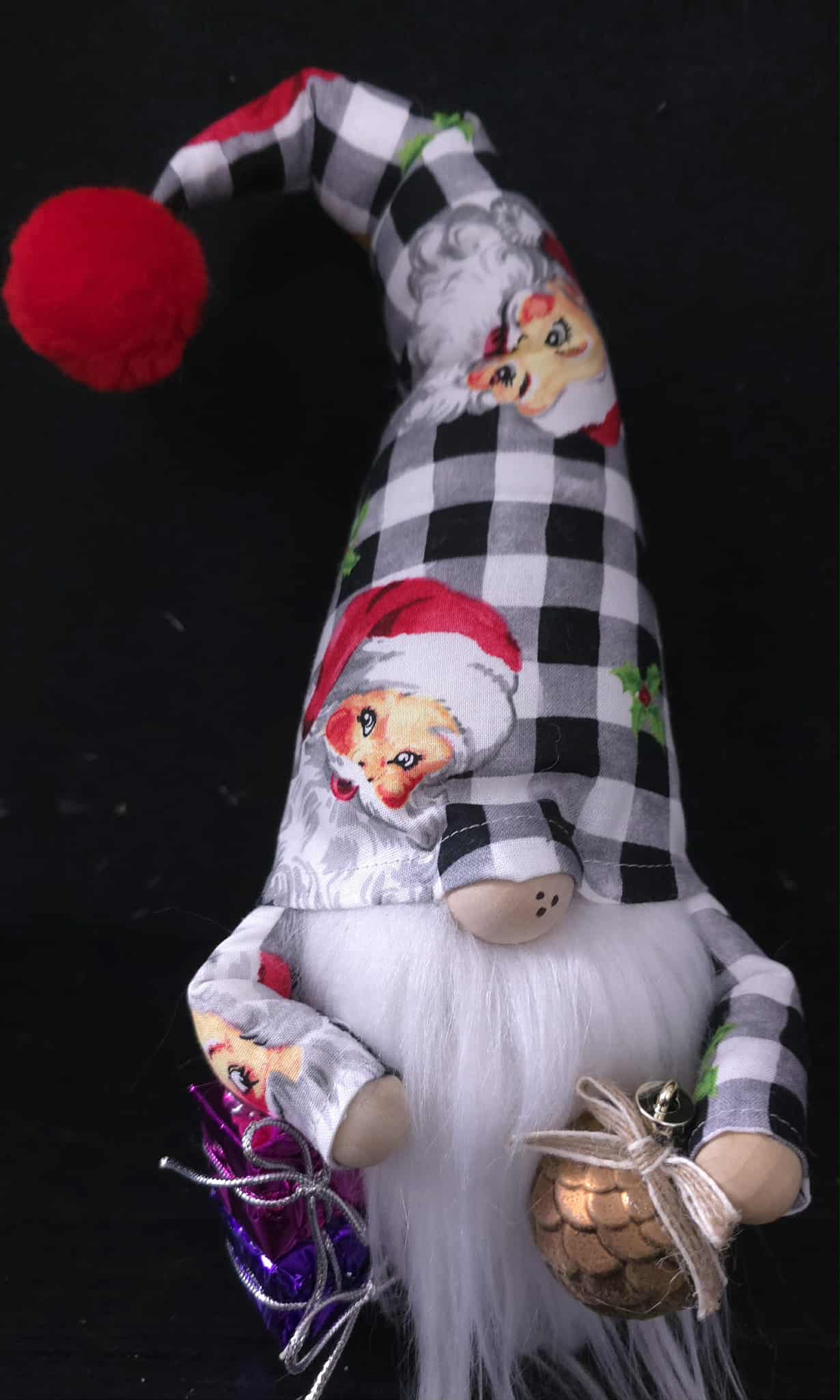 Gingham Santa Gnome