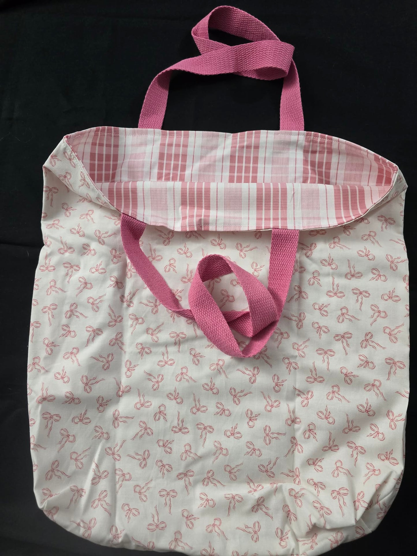 Pink Bows Fabric Tote Bag 18x16