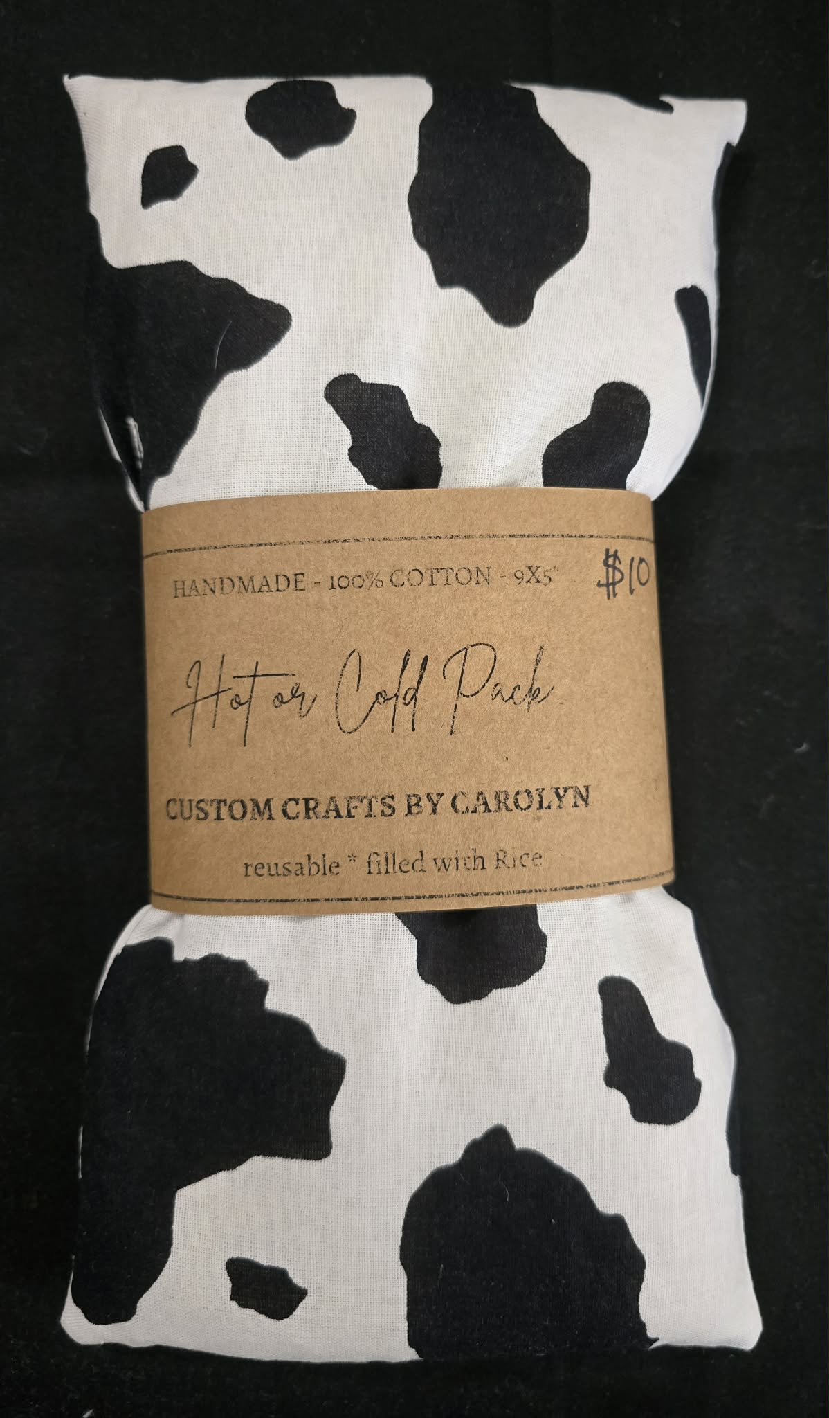 Black Cow Print Hot & Cold Pack