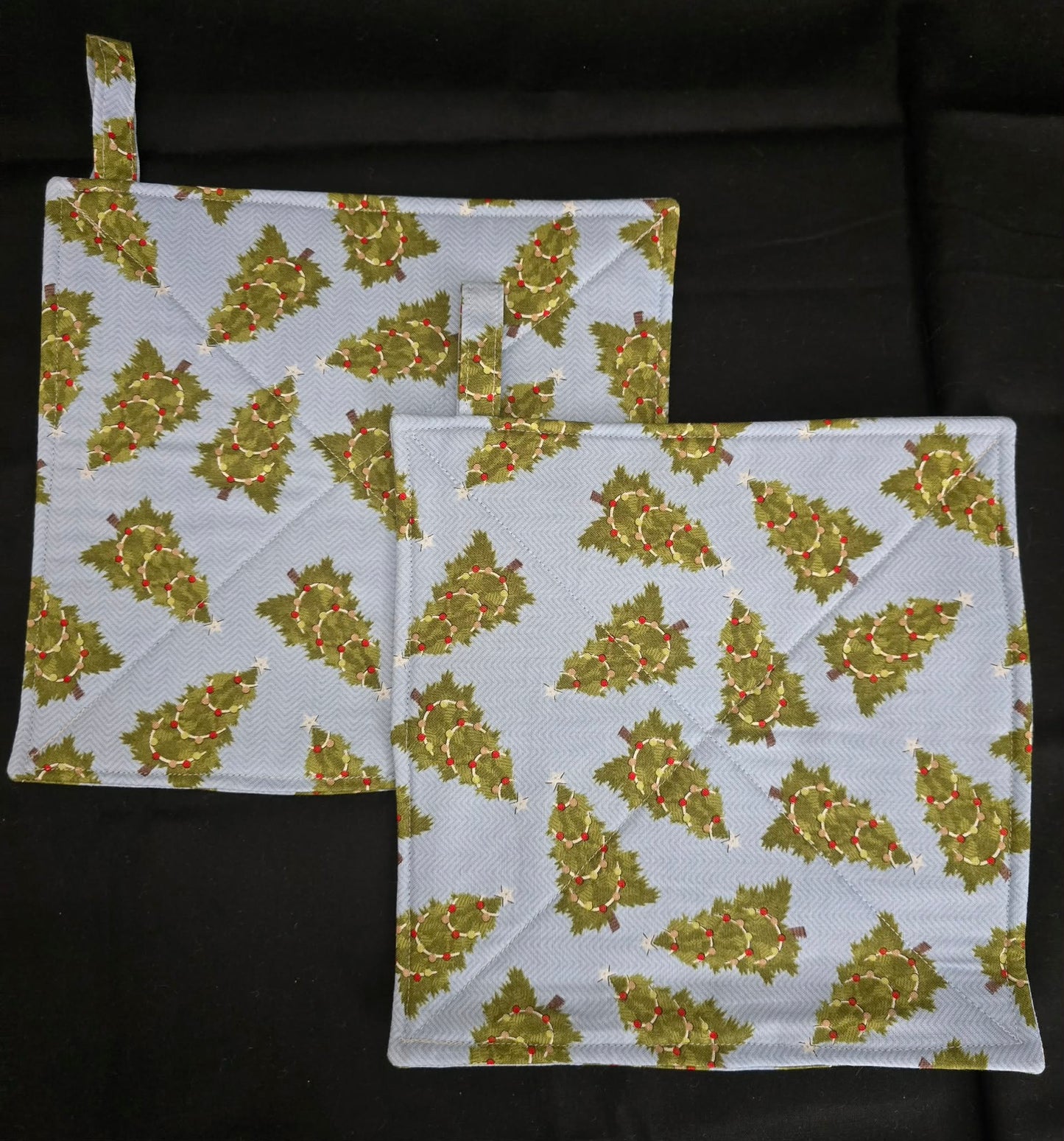 Light Blue Christmas Tree Pot Holders