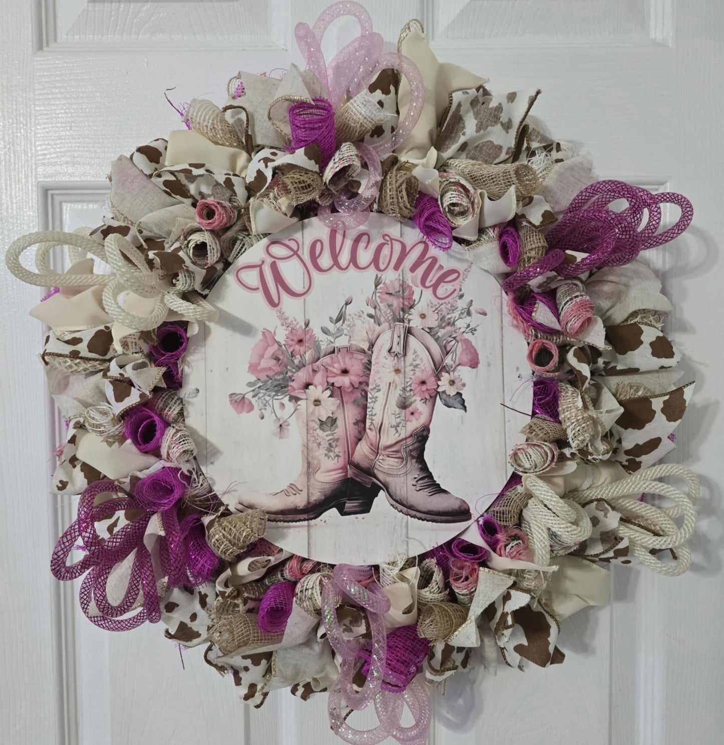 Pink Cowboy Boots Wreath