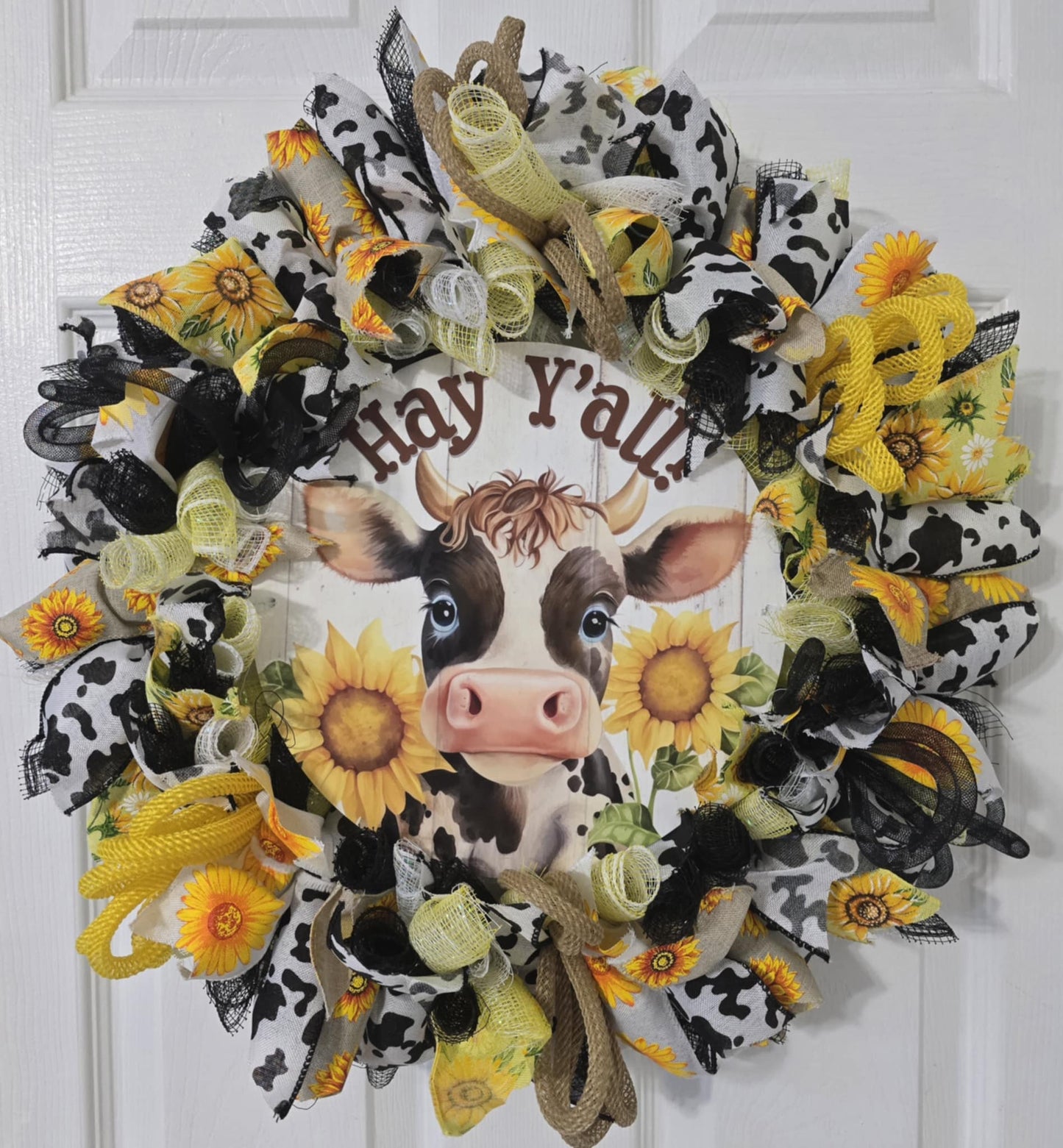 Hey Y'all Cow Wreath