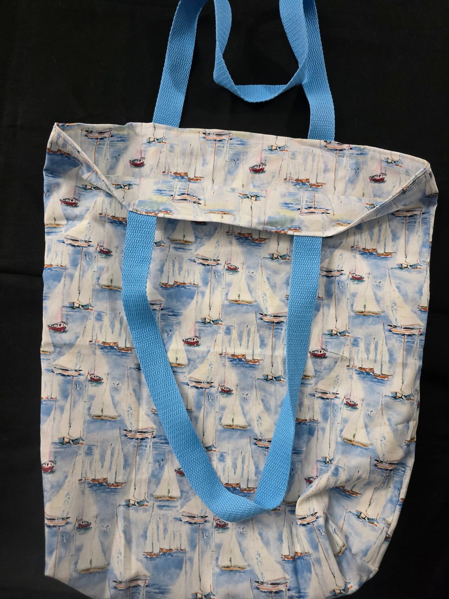 Sailboats Fabric Tote Bag 18x16
