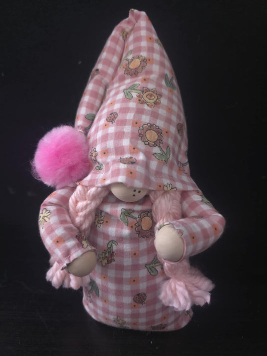 Vintage Country Flowers & Ladybug Gnome