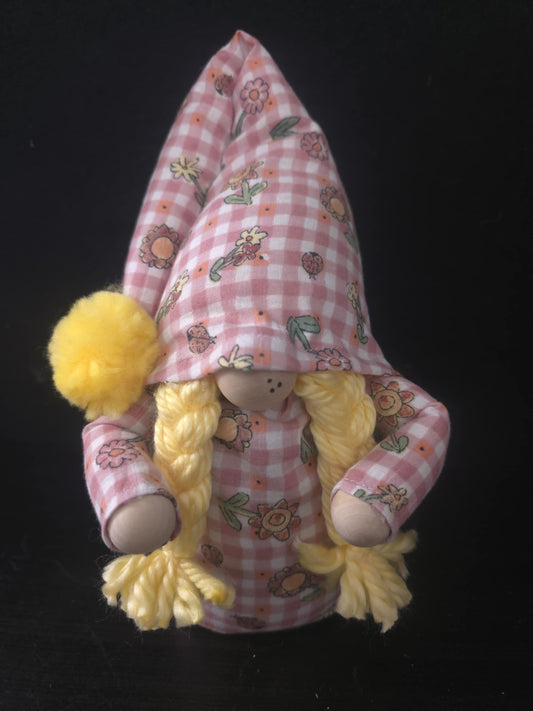 Vintage Country Flowers & Ladybug Gnome