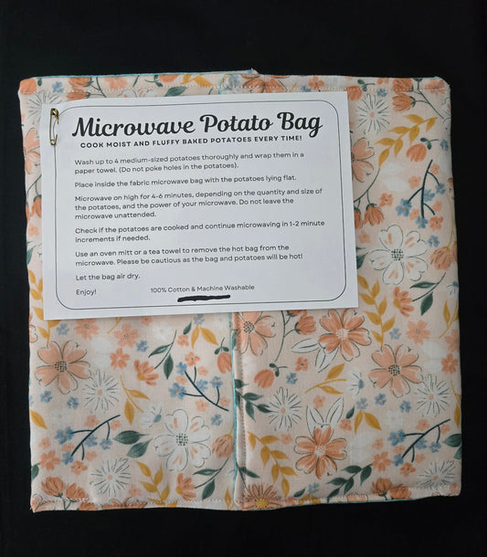 Peach Flowers Microwave Potato Bag
