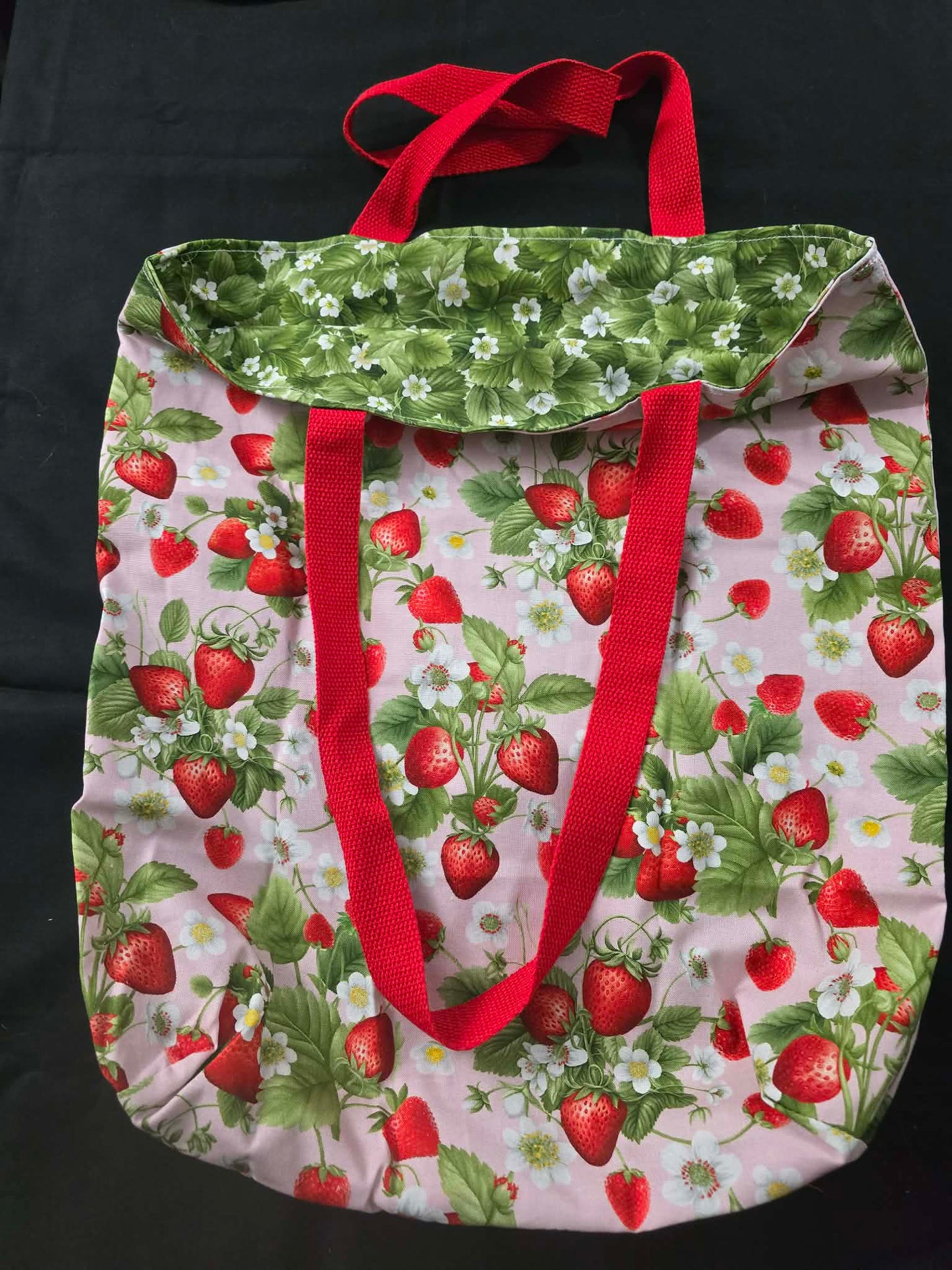Strawberry Fabric Tote Bag 18x16