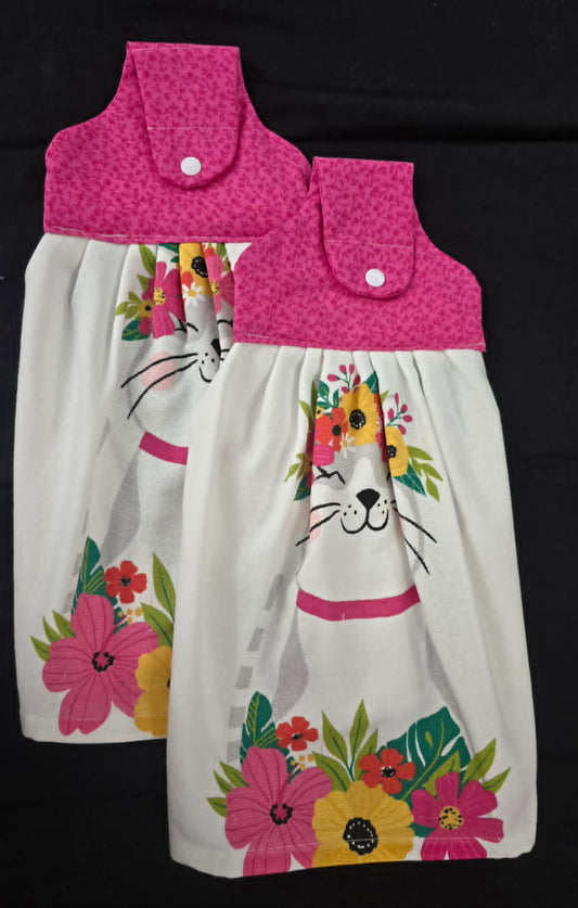 Kitty Cat Flower Hanging Towel