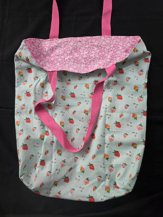 Strawberries Fabric Tote Bag 18x16