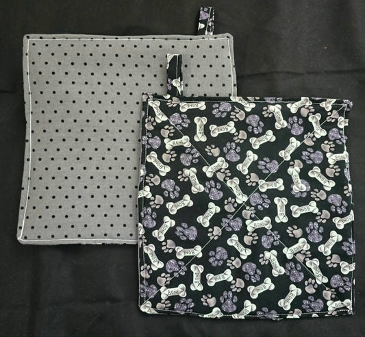 Puppy Bones and Dots Pot Holders