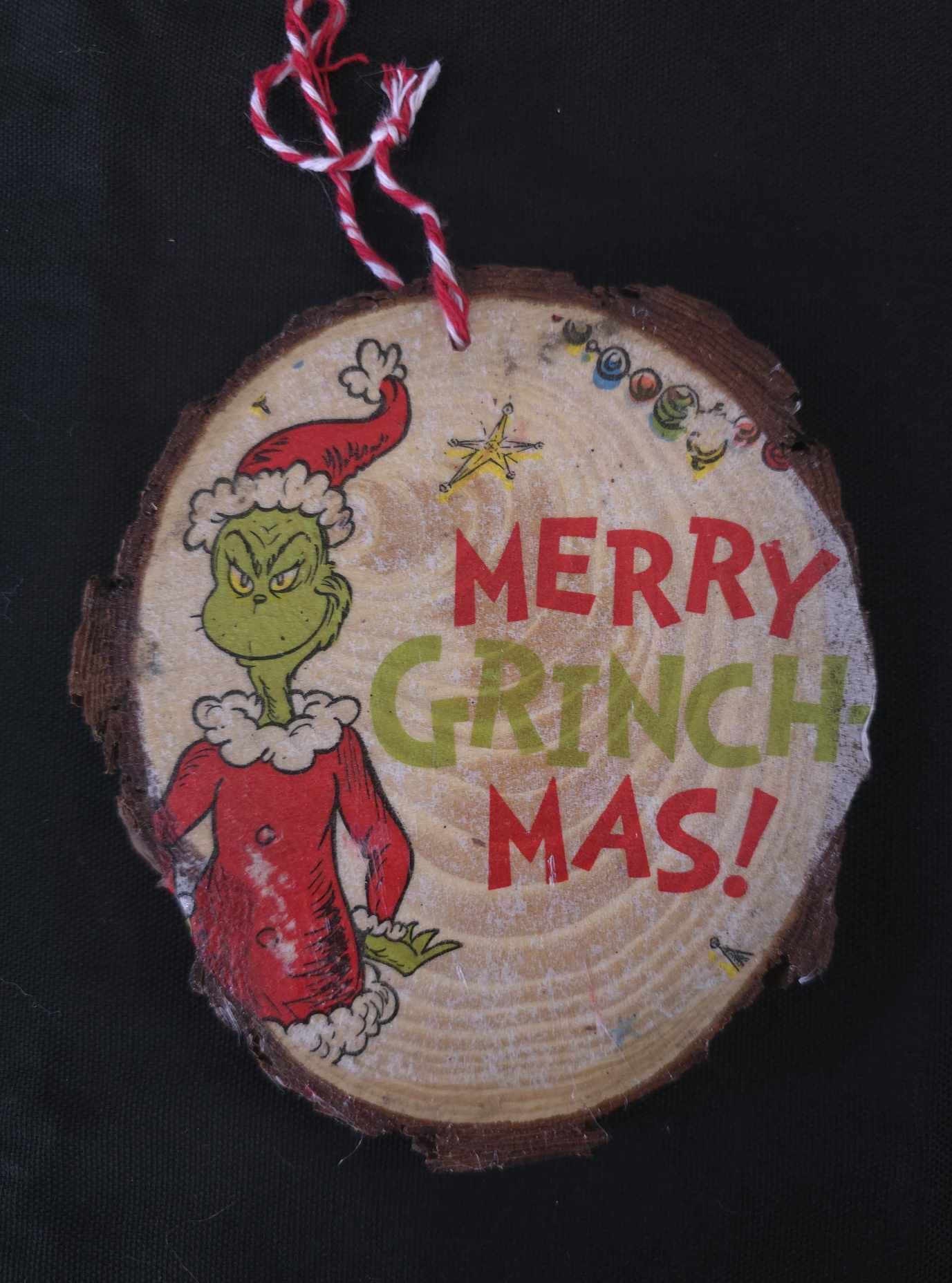 Grinch Wood Slab Ornament