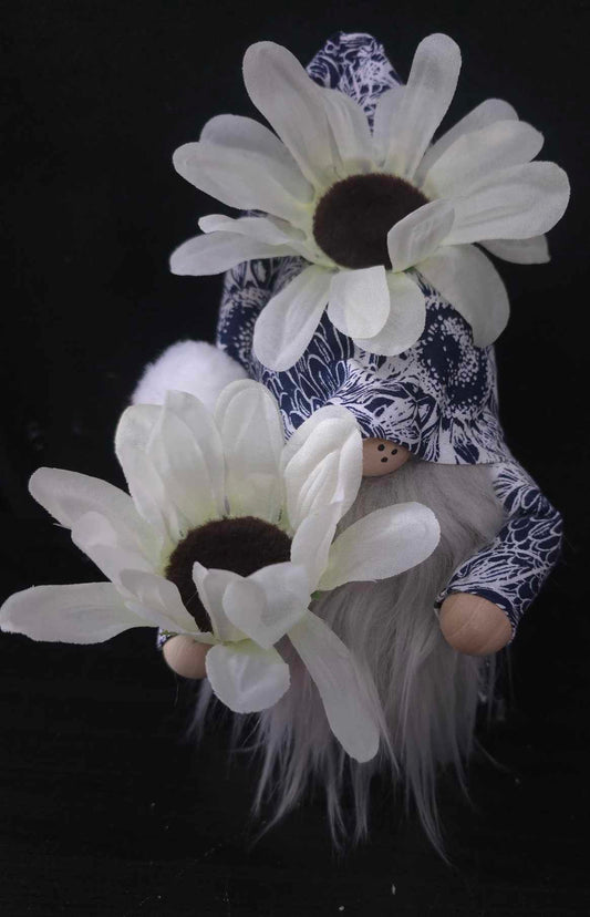 White/Blue Sunflower Gnome