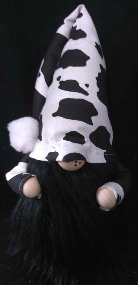 Black Cow Print Gnome