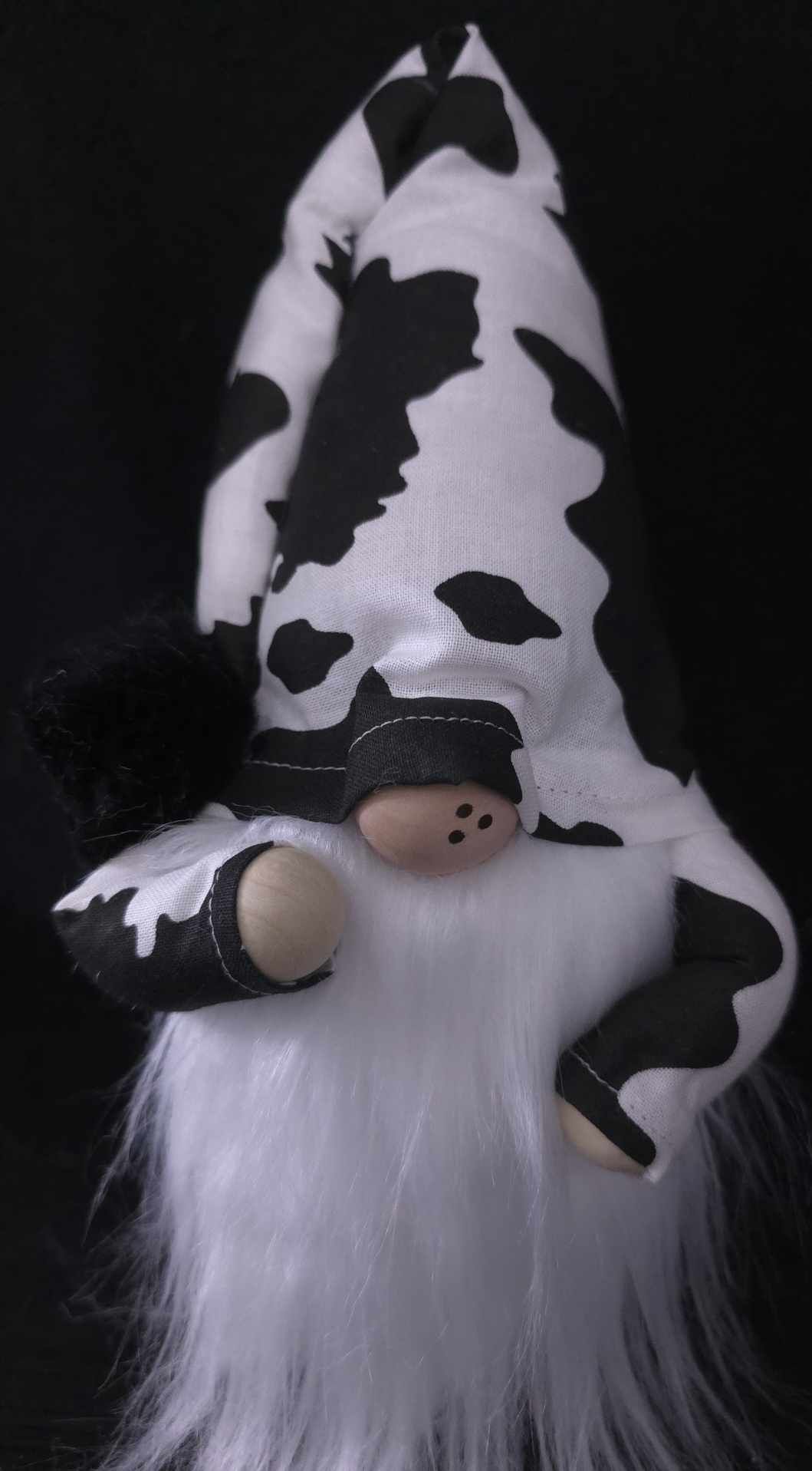 Black Cow Print Gnome