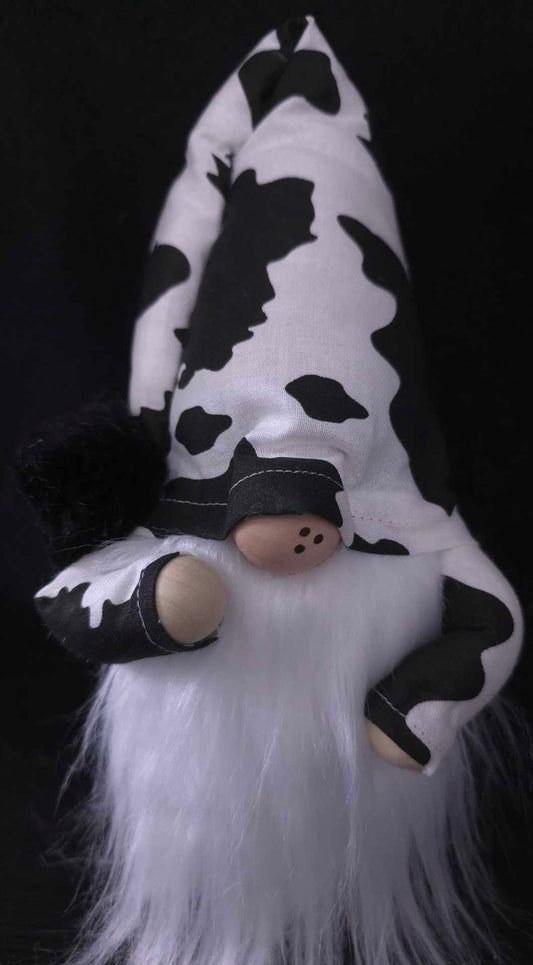 Black Cow Print Gnome