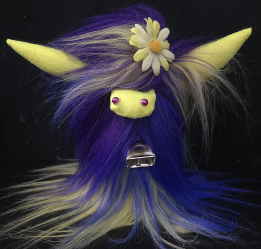 Tri Purple/Blue/Yellow Highland Cow Gnome