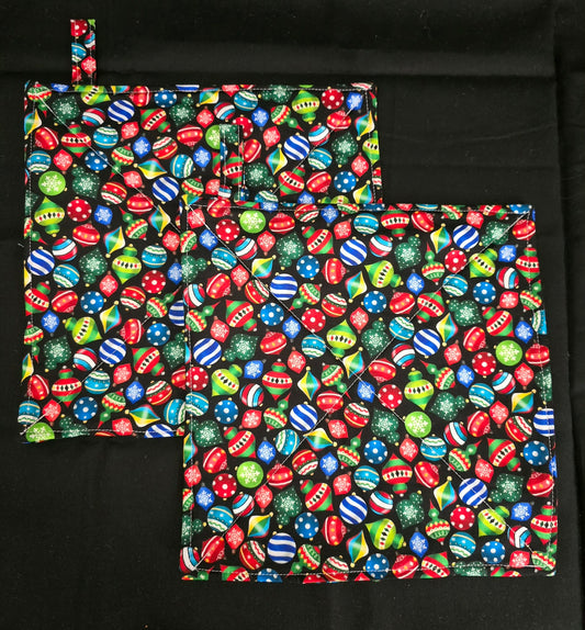 Black Background Ornaments Pot Holders