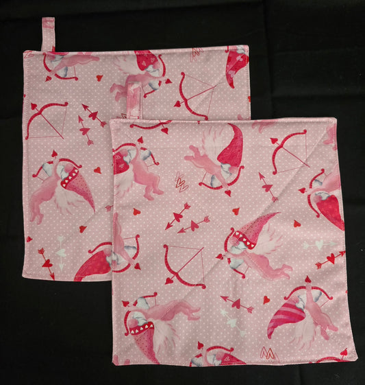 Gnomie Valentine Pot Holders