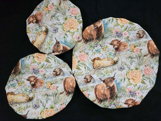 Reversible Bowl Covers - Highland Cows