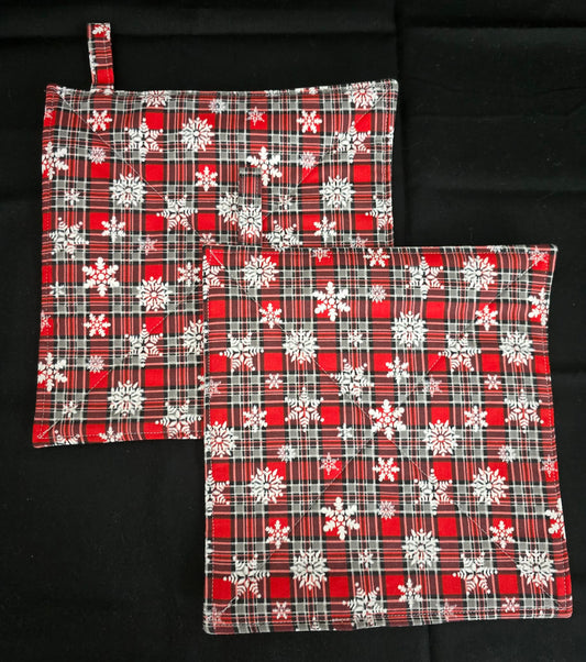 Buffalo Plaid Snowflakes Pot Holders