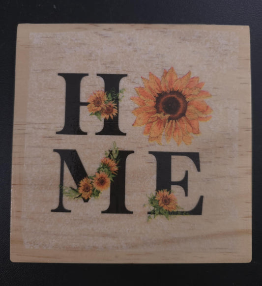 XL 5.5 x 5.5 "HOME" Sunflower Coaster