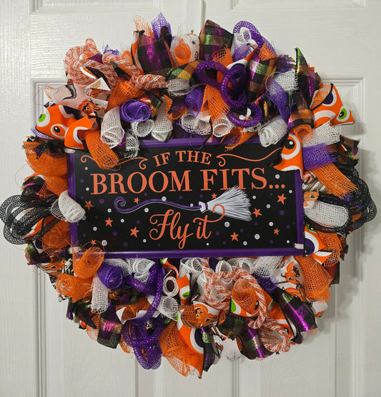 "If the Broom Fits, Fly It" Wreath