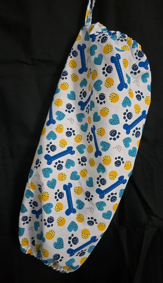 Blue & Yellow Puppy Print Reusable Grocery Bag Holder