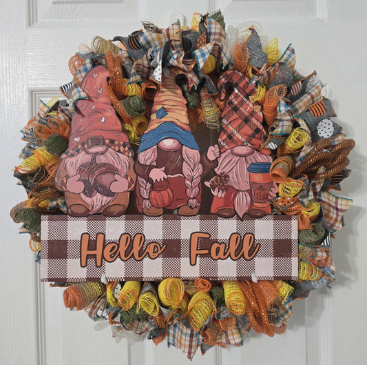 Gnomie Hello Fall Wreath