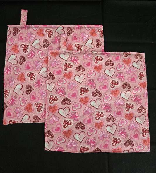 Pink Valentine Heart Pot Holders