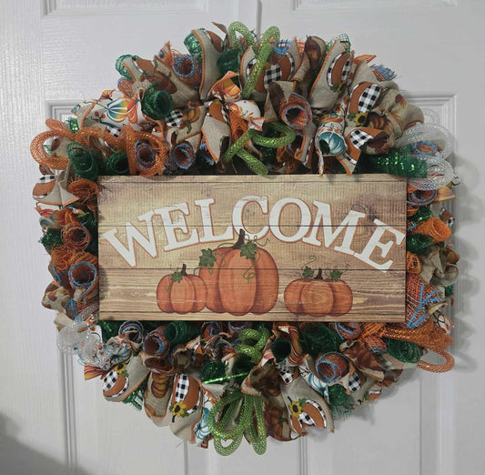 Welcome Pumpkin Wreath
