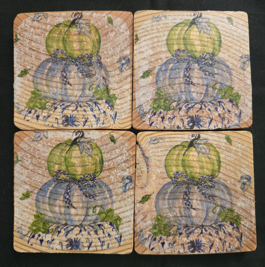 Set of Four 3.5 x 3.5 Pumpkin Stack Coasters