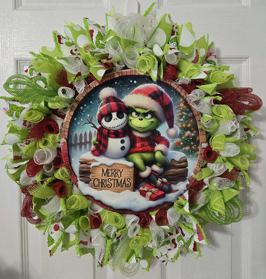 Grinch and Jack Christmas Wreath