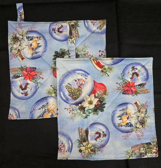 Large Snow Globe Pot Holders