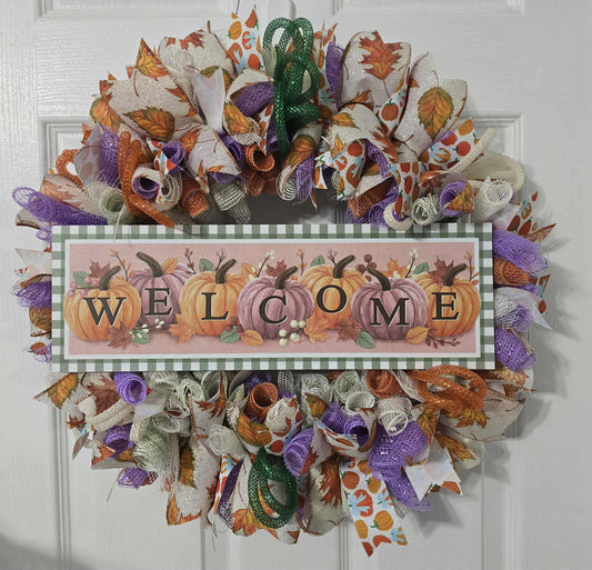 Welcome Pumpkin Wreath